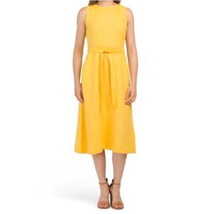 Nicole Miller Linen Sleeveless Tie Waist Dress 10